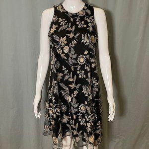 Embroidered Tulle Mesh Sparkle / Glitter Floral Dress Metallic Designer Size 6